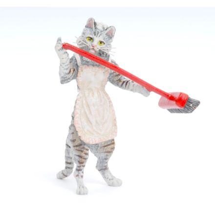 Katze Stubenmädchen/Besen