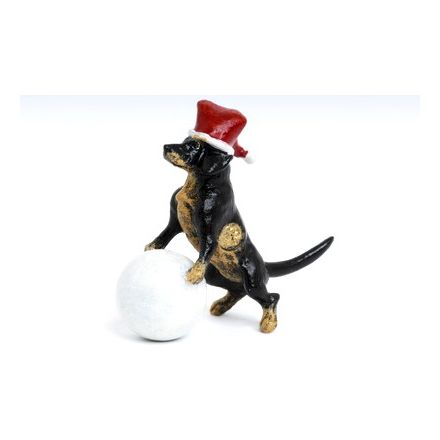 Dackel Weihnachtsmütze mit Schneeball