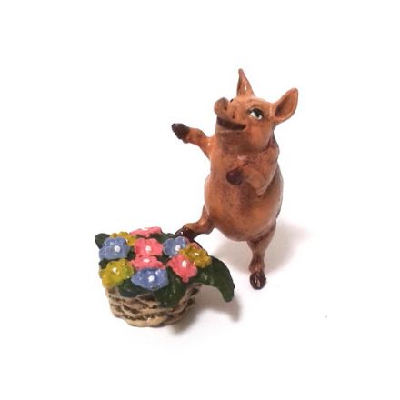Schwein Blumenkorb