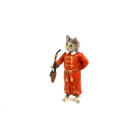 Katze Schlafrock mit Pfeife