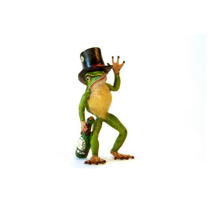 Frosch mit Flasche u. Zylinder