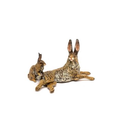 Hase liegend mit Baby