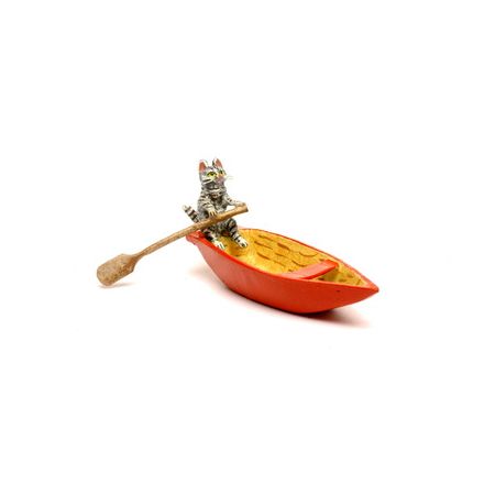 Katze Ruderboot