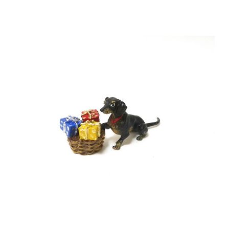 Dackel mit Geschenkkorb