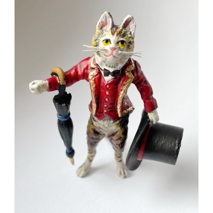 Katze mit Zylinder und Schirm